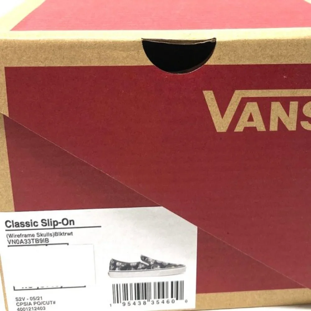 💖MEGA SALE💖VANS Men  VN0A33TB9IB Classic Slip On Wireframe Skull Black - Picture 2 of 10